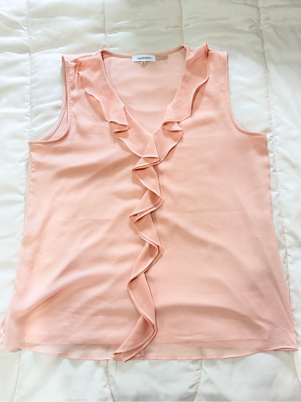 Calvin Klein Blush Pink Ruffle Front Sleeveless Camisole